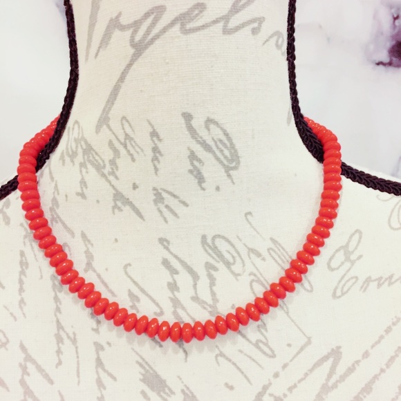 Vintage Jewelry - Red Beaded 80s Style Necklace